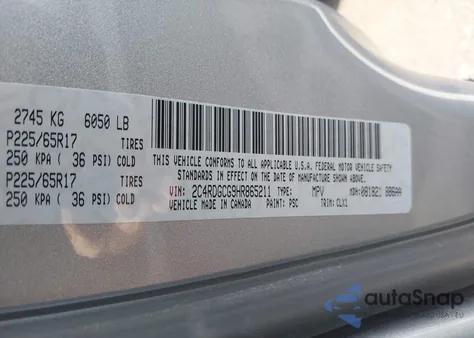 2017 Dodge Grand Caravan Sxt from USA, damaged, VIN 2C4RDGCG9HR865211